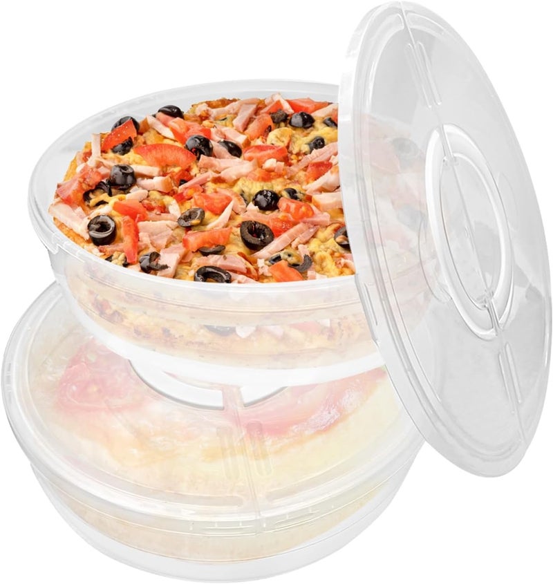 Aufind 12" 2 Pack Pie Carrier with Lid and Handle, Reusable Food Storage Containers for Pies, Cheesecake, Pizza, Nuts Fruit - Image 1